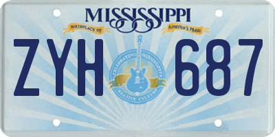 MS license plate ZYH687
