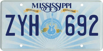 MS license plate ZYH692