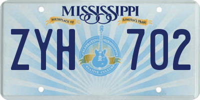 MS license plate ZYH702