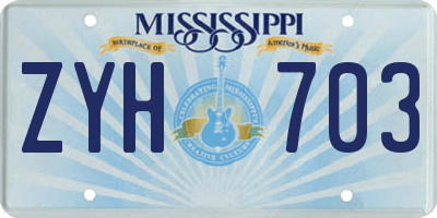 MS license plate ZYH703