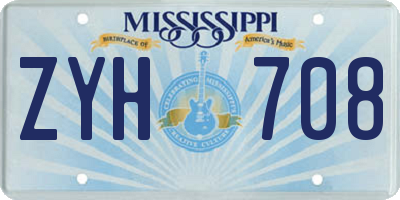 MS license plate ZYH708