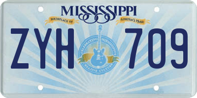 MS license plate ZYH709