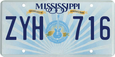 MS license plate ZYH716