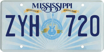 MS license plate ZYH720