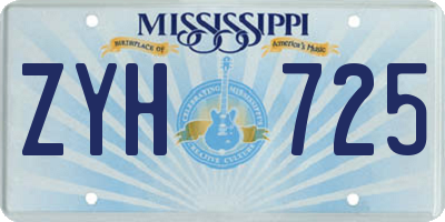 MS license plate ZYH725
