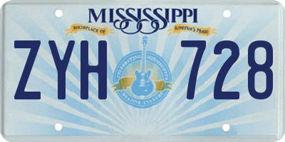MS license plate ZYH728