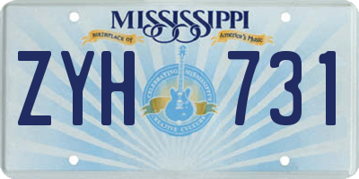 MS license plate ZYH731