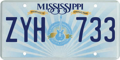 MS license plate ZYH733
