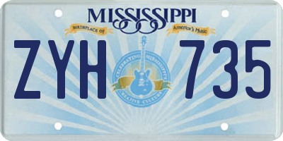 MS license plate ZYH735