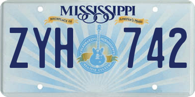 MS license plate ZYH742