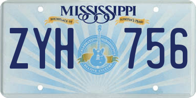 MS license plate ZYH756