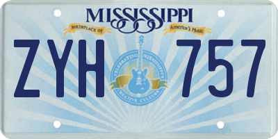 MS license plate ZYH757
