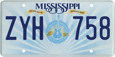 MS license plate ZYH758