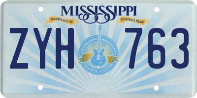 MS license plate ZYH763