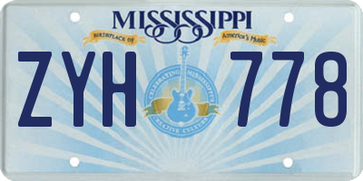 MS license plate ZYH778
