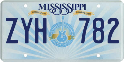 MS license plate ZYH782