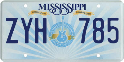MS license plate ZYH785