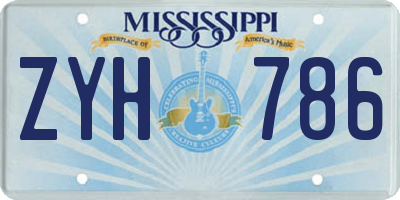 MS license plate ZYH786