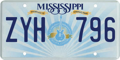 MS license plate ZYH796