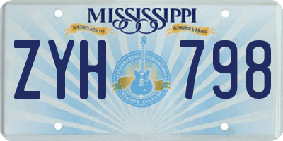 MS license plate ZYH798