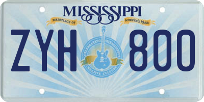MS license plate ZYH800