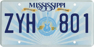 MS license plate ZYH801