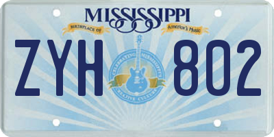 MS license plate ZYH802
