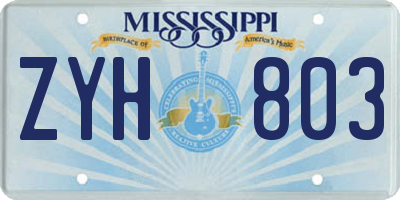 MS license plate ZYH803