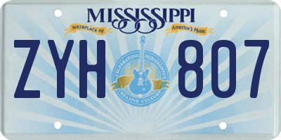 MS license plate ZYH807
