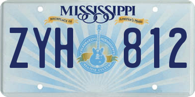MS license plate ZYH812