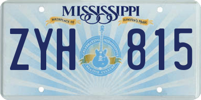MS license plate ZYH815