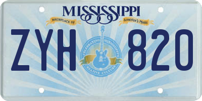 MS license plate ZYH820