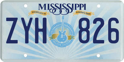 MS license plate ZYH826