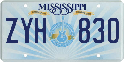 MS license plate ZYH830