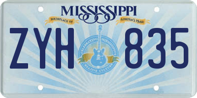 MS license plate ZYH835