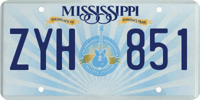 MS license plate ZYH851