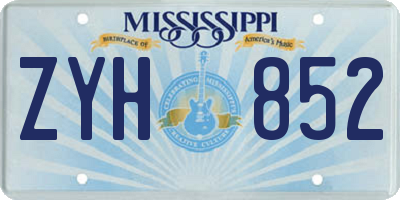 MS license plate ZYH852