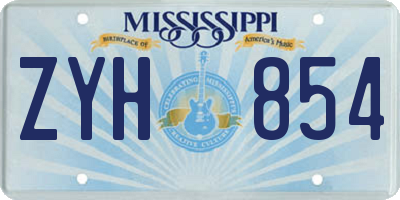 MS license plate ZYH854