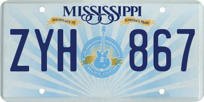 MS license plate ZYH867