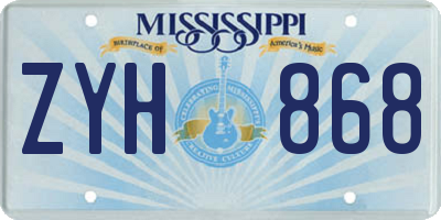 MS license plate ZYH868