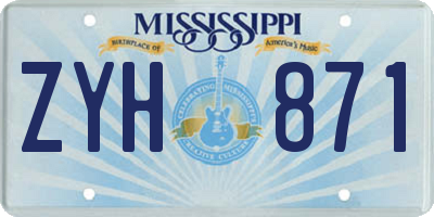 MS license plate ZYH871
