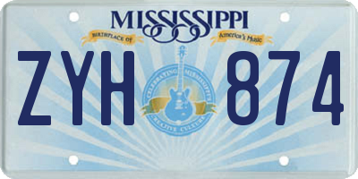 MS license plate ZYH874
