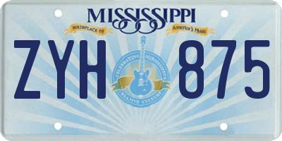 MS license plate ZYH875