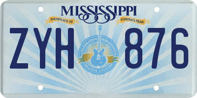 MS license plate ZYH876