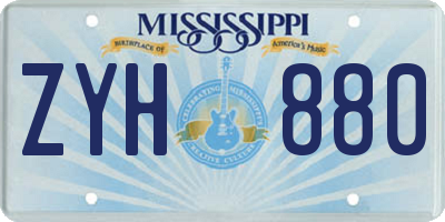 MS license plate ZYH880
