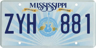 MS license plate ZYH881
