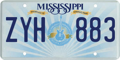 MS license plate ZYH883