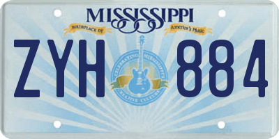MS license plate ZYH884