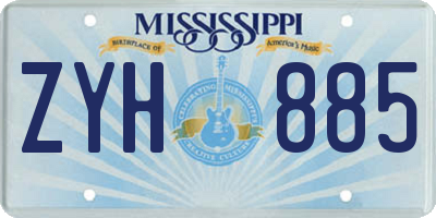 MS license plate ZYH885