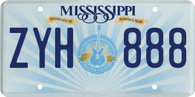 MS license plate ZYH888